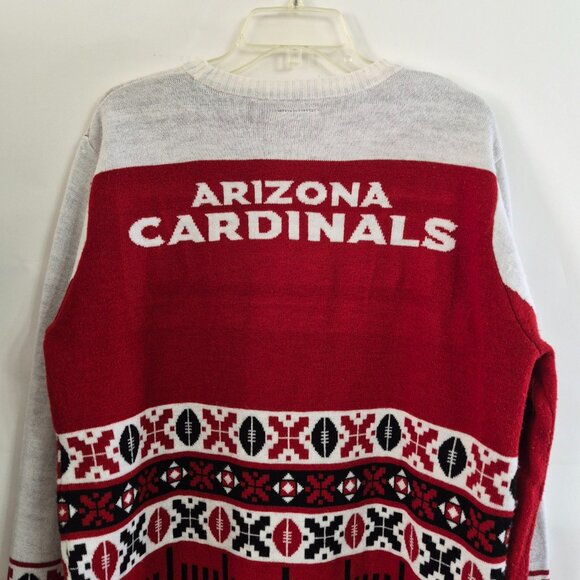 NFL Team Apparel Mens L Arizona Cardinals Light Up Long Sleeve Sweater Red White - Picture 9 of 17
